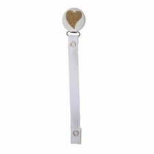 ClassyPaci Heart Pacifier Clip, Gold/White
