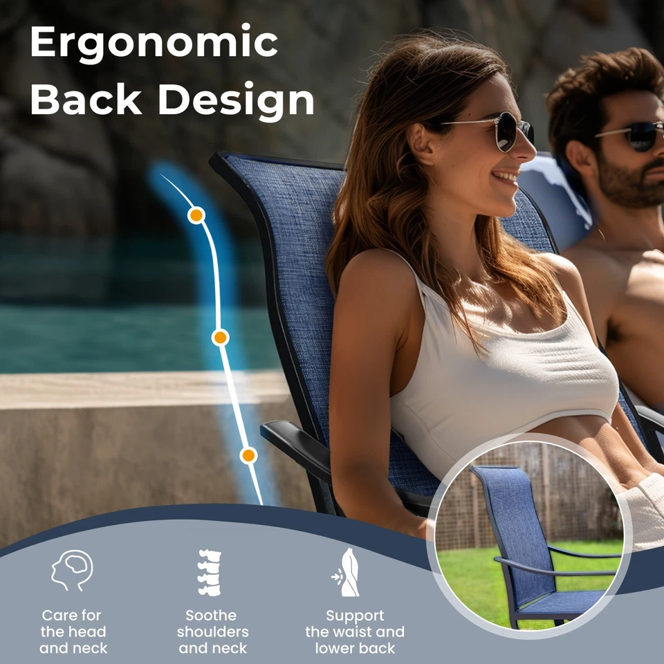 Conjunto de 2 cadeiras giratórias externas resistentes para área externa poltronas traseiras altas - Imagem 4 de 4