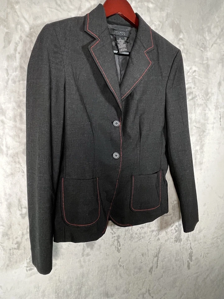 Blazer para mujer The Limited talla S negro gris rojo detalles el traje de viaje perfecto Foto 2 de 4