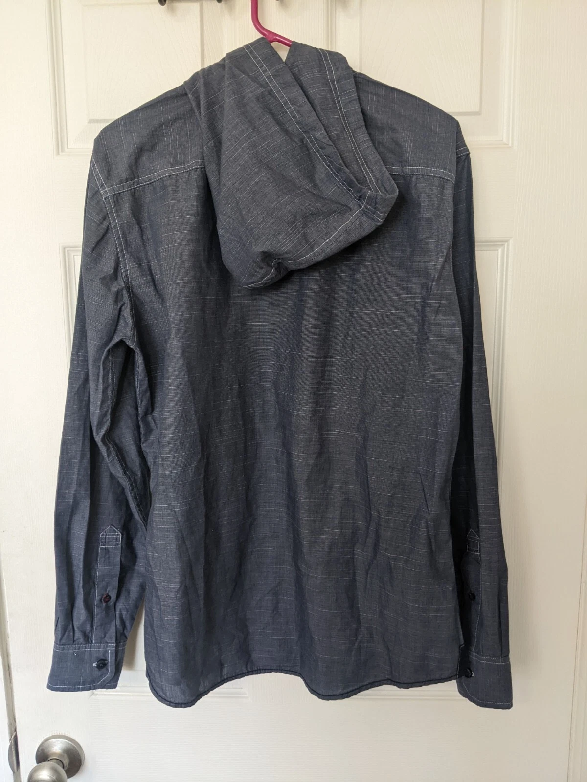 VETEMENTS CAMICIA HENLEY FELPA CON CAPPUCCIO BLU MEDIO BROOKLYN NYC