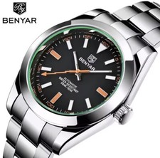 BENYAR Mens Watch Luxury Brand Automatic Waterproof Stainless Steel New 2025