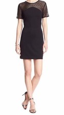 NWT Banana Republic Short Sleeve Black Sheer-Top Sheath Mini Dress $89.99. M 8