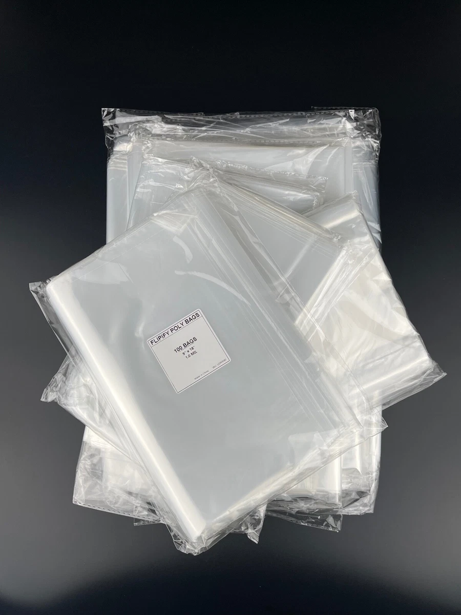 200 PLASTIC BAGS Clear T-Shirt Flat Open Top Packing Poly Bag 1Mil