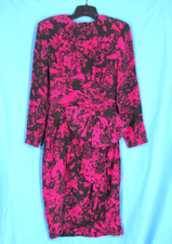 VTG YVES COSSETTE Black-Pink Silk COCKTAIL DRESS Ruched SISSY BOW w/Open Back 6