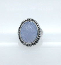Beautiful Craved Chalcedony Silver Ring