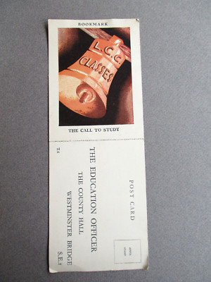 Vintage LESEZEICHEN London County Council Abendkurse Der Aufruf zum Lernen Promo