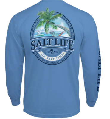 Men's Salt Life "Hammock Time" Long Sleeve Graphic T-Shirt - Grapefruit Color, New With Tags