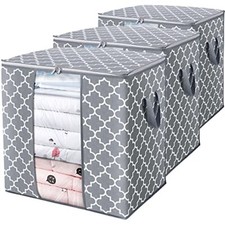 Storage Bags 3 Pack/100L Large Blanket Clothes 3 x 100L Light Grey