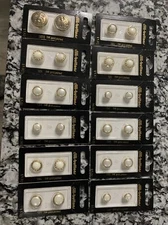 Dill Buttons 24k Gold Plated Lot Of 24 On 12 NOS Cards.  All New White And Gold