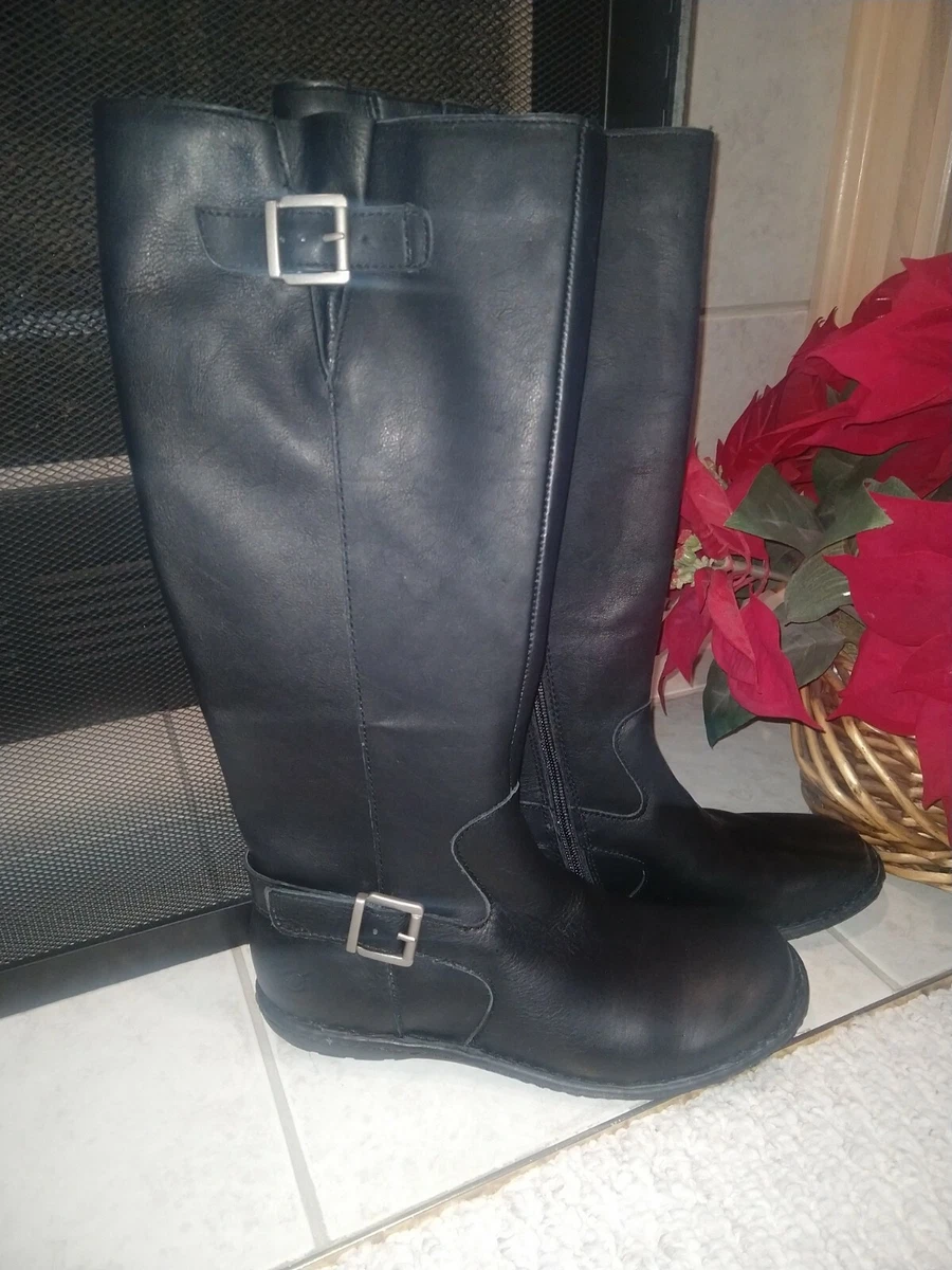 Born Womens Joly Leather Boots Black 8.5M New with box eBay