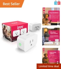 Compact Zigbee Smart Plugs with Overload Protection & Energy Monitoring - 2-Pack