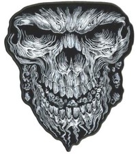 SWIRL SKULL FACE PATCH P7115 jacket BIKER EMBROIDERED 6 INCH novelty GRIM REAPER