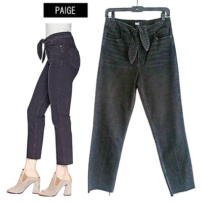 PAIGE NEW MARGOT Pointed Tie Super High Waist Straight Leg Cropped Jean 29