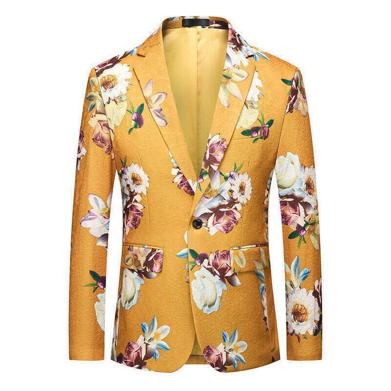 Fashion Men's Floral Printed Lapel Jacket Casual Business Fashion Men's Floral Printed Lapel Jacket Casual Business
