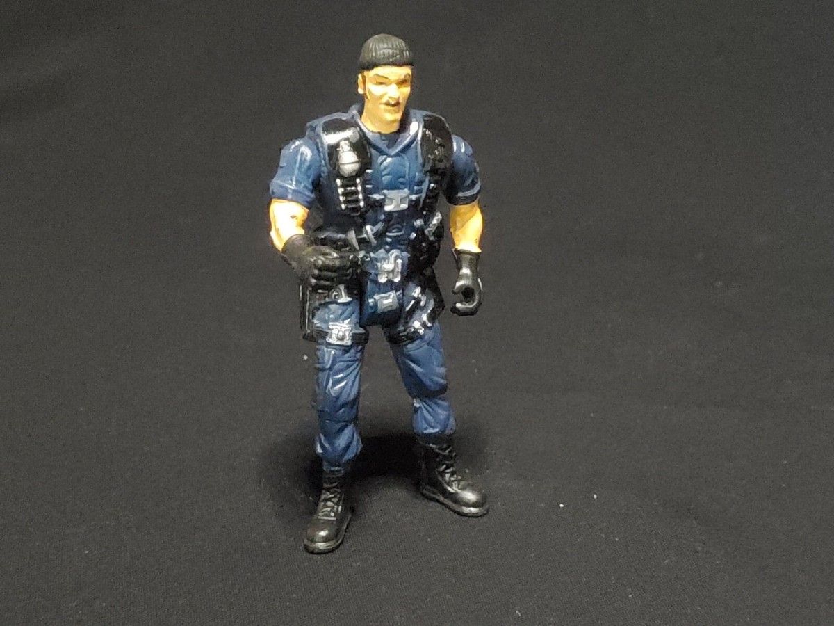 Military Blue Black Toy Soldier 3.75