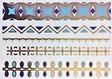 Flash Disposable Temporary Adhesive Tattoo Gold Silver Turquoise Blue 5teile