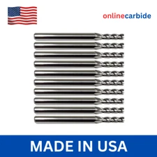 10 Pack 1/16" Solid Carbide End Mills – 4 Flute Center Cutting CNC USA Made