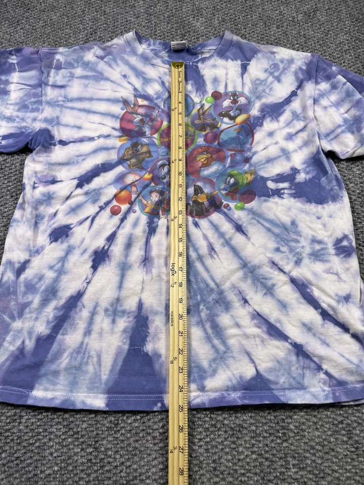 Camisa masculina vintage Looney Tunes grande tingimento de gravata insetos coelho desenho animado gráfico anos 90 - Imagem 4 de 4