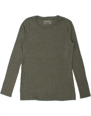 Eddie Bauer Damen Top Langarm UK 16 Large Grün Baumwolle CK35
