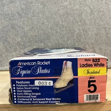 AMERICAN LADIES WHITE SIZE 5 Padded LINED FIGURE SKATES NO. 522 Insulated