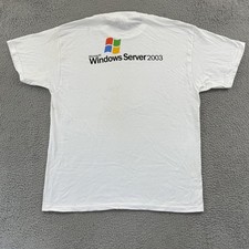 Vintage Microsoft Shirt Mens XL White Windows Server 2003 Short Sleeve Tech Y2K