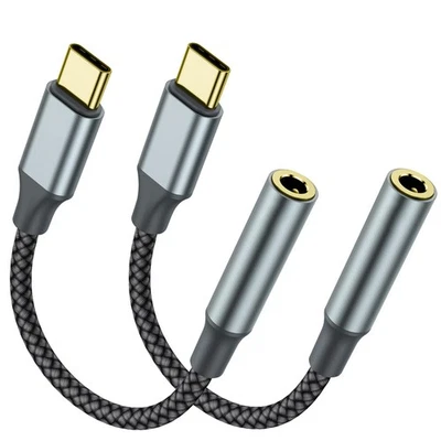 USB C to 3.5mm Headphone Jack Adapter2 Pack, USB-C to Aux Audio Dongle Cable ... - Photo 1/4