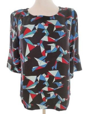 CAROLYN DONNELLY THE EDIT Damen Bluse Gr. 38 Schwarz Viskose 100% 3/4 Ärmel Logo