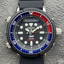 Rare SEIKO SNJ027 Padi Solar Diver H851-00A0 Black Dial Pepsi Bezel Men's Watch