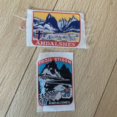 Norweger gestickte Aufnäher Andalsnes Trollstigen Vintage selten Trollberg 