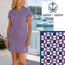 Sailor Sailor, Marina Dress Lifesaver Nautical Life Ring Shift Red Blue Large