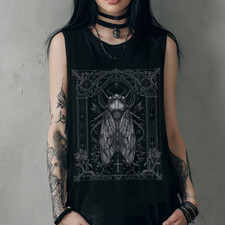 Witchy Insect Graphic Tank Top, Goth Cottagecore Shirt, Whimsigoth Dark Academia