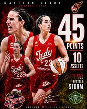 Caitlin Clark Rookie WNBA 8x10 indiana fever 45 points 10 assists 7/17/26
