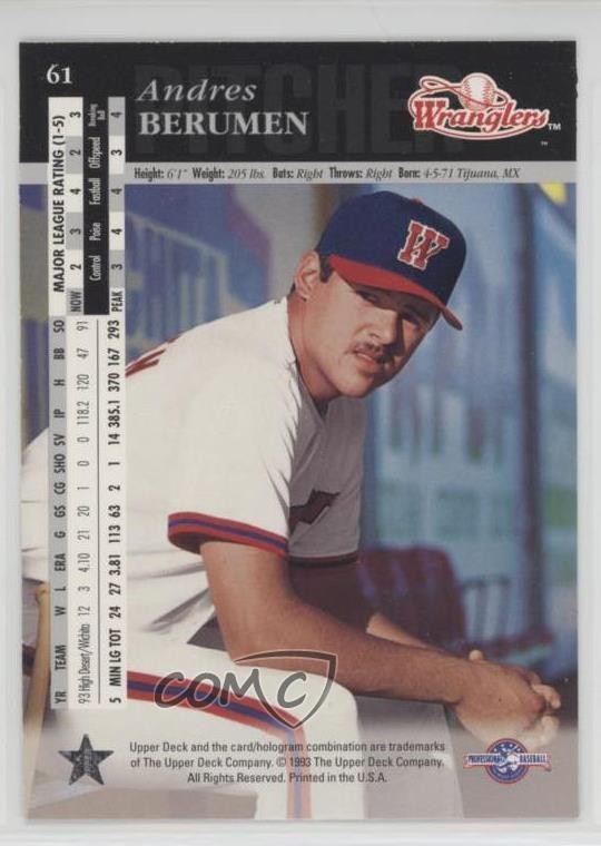 Aaa Base Ball 1994 Upper Deck Minor League Baseball Andres Berumen #61 2u3 | eBay