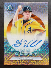 2020 Bowman Chrome Gus Varland Dawn of Glory Mojo Refractor Orange Auto 8/25 A's