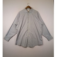 Classic Preppy Brooks Brothers Men 18-35 Blue White Regent Non-Iron Cotton Shirt