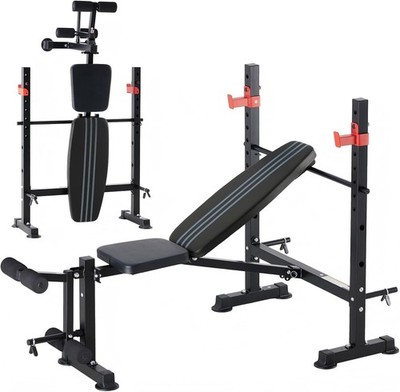 Adjustable Weight Bench 650LBS Foldable Workout Set w/ Leg Extension Curl Bench