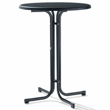 Table Haute Ø86 Cm Gris Fer Structure En Acier, Plateau Mecalit-Pro De 112Cm