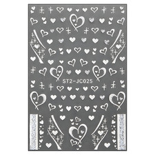 Herzen Nailart Sticker Silber (ST2-JC025) &ndash; selbstklebend
