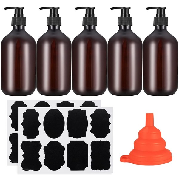 5 StüCk Seifenspender 500 Ml Pumpspender FüR Lotion Shampoo Braun Schwarz, Leer-image