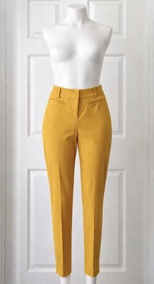 Kenar Women s Mustard Yellow Slim Fit Dress Pants Size 8 Ankle Trousers Work
