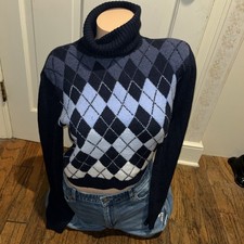 Hollister Blue Turtle Neck Long Sleeve Crow Women  s Small Sweater