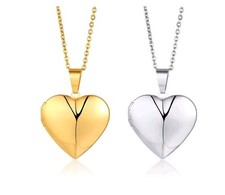 Stainless Steel Heart Locket Pendants for Women Men Openable Photo Frame Glossy