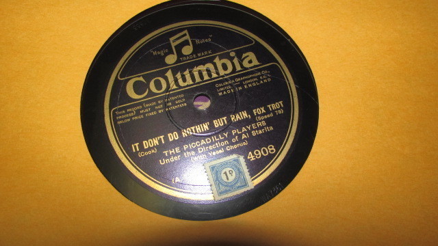 PICADILLY PLAYERS COLUMBIA UK 78 RPM RECORD HOT JAZZ 4908