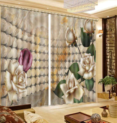 Dazzling Array Beads 3D Curtains Blockout Photo Printing Curtains Drape Fabric