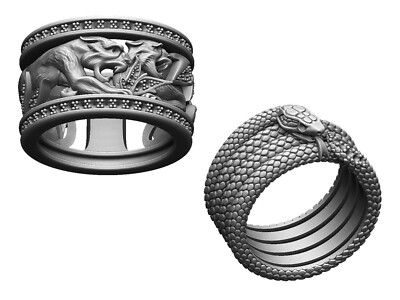 Jewelry STL 3D CAD Model Digital Collection Unisex Rings for CNC & 3D Printing