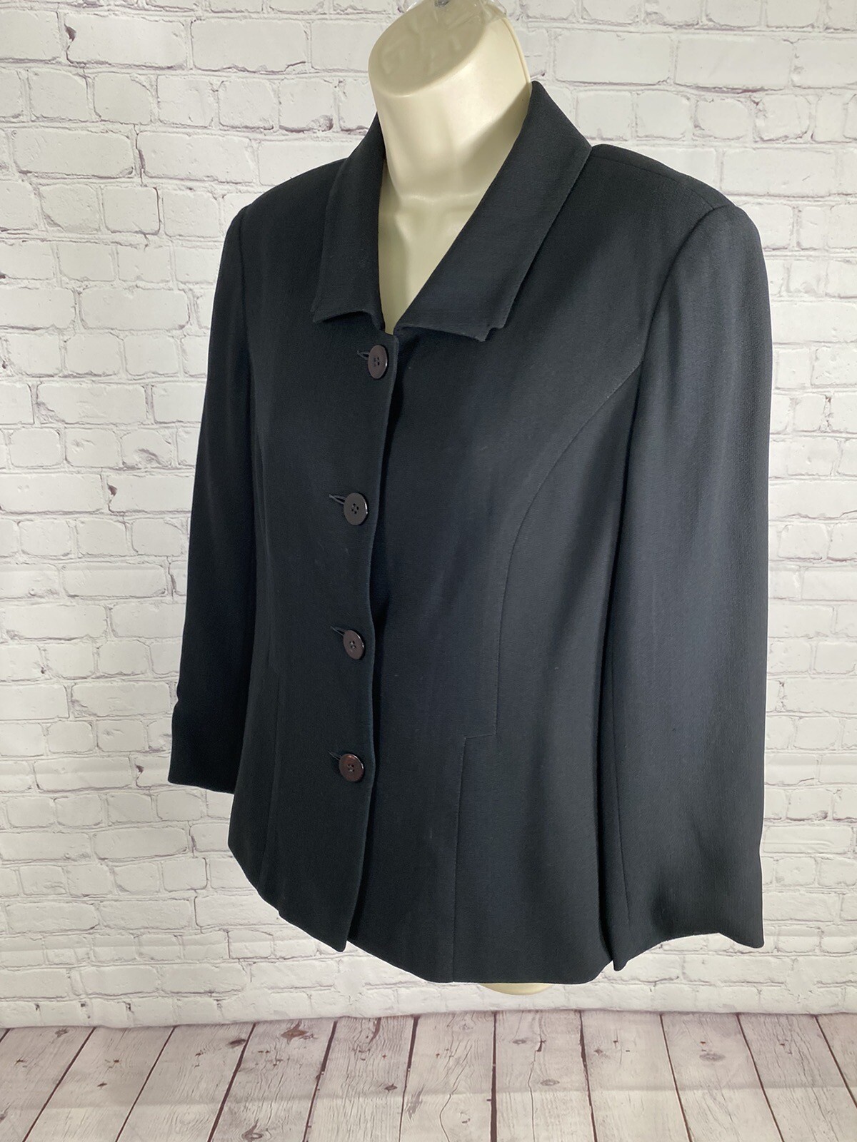 VTG Isabel Ardee Solid Black Collared Button Up L… - image 3