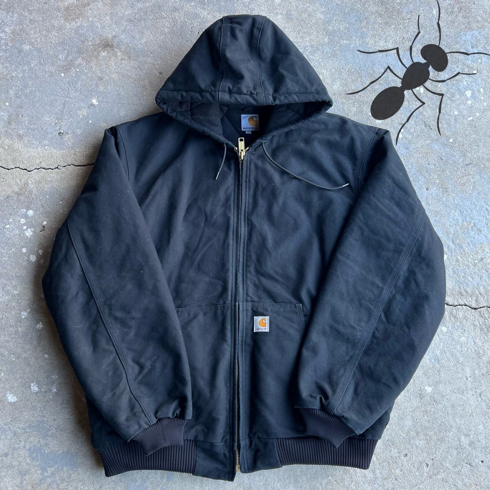Vintage Y2K Black Carhartt Hooded Work Jacket
