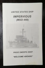 Welcome Aboard USS IMPERVIOUS MSO-449 Navy Ship Brochure Pamphlet Handout - SALE