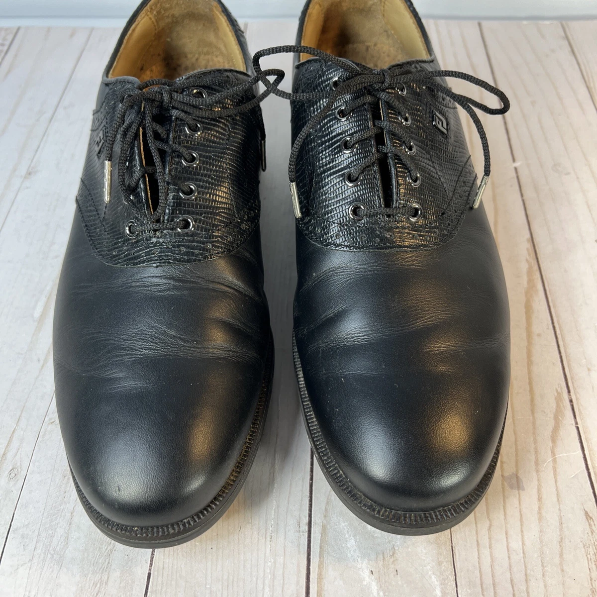 FootJoy ICON Black Men s Classic Saddle Style Leather Golf Shoe US Size 8M