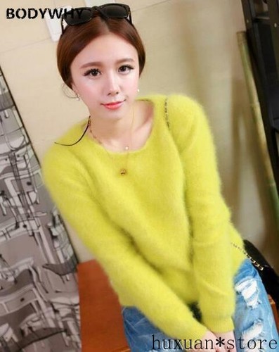 Womens Ladies Winter Rabbit Fur Mink Cashmere Warm Sweater Fluffy Fuzzy ...